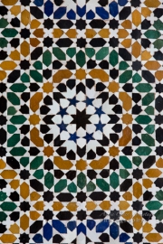 Detail of mosaic tiling at the Palais Bahia, Bahia Palace, Marrakech.
